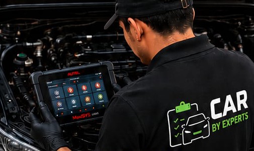 Car By Experts technician running a computer diagnostic